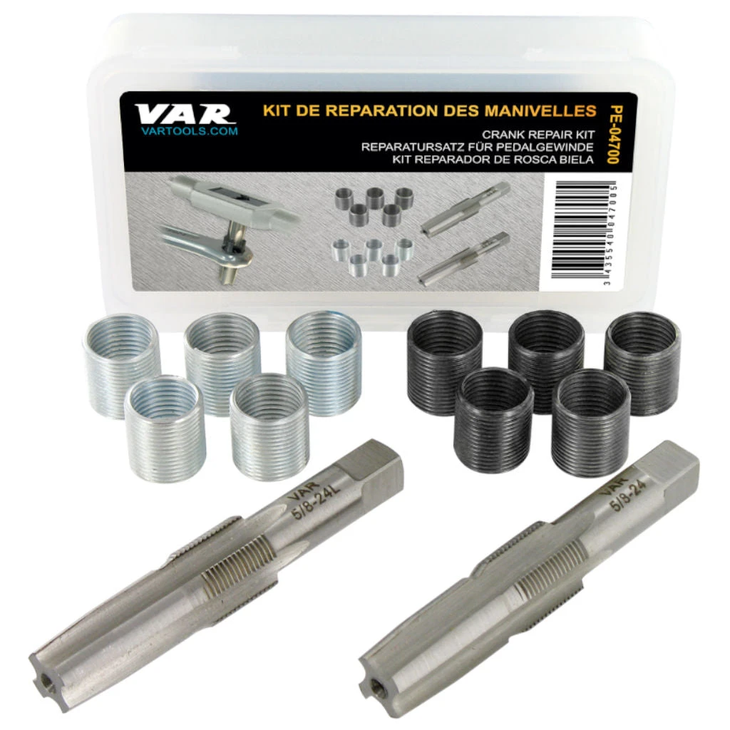 Kit de réparation filetage manivelle de pédale 5/8"x24 tpi PE-04700 VAR Kit De Réparation Filetage Manivelle De Pédale 5/8"x24 Tpi PE-04700 VAR -Magasin De Sport De Vélo Kit reparation taraudage manivelle var 1