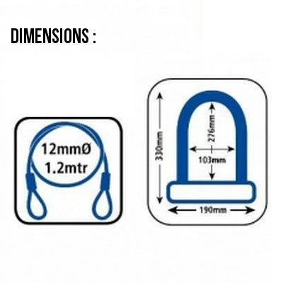 Antivol vélo combiné U et cable à clefs - Oxford Antivol Vélo Combiné U Et Cable à Clefs - Oxford -Magasin De Sport De Vélo antivol velo combine u et cable a clefs